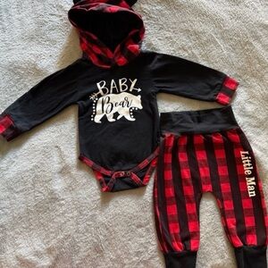 Little Man Hooded Onesie and Pants Set
